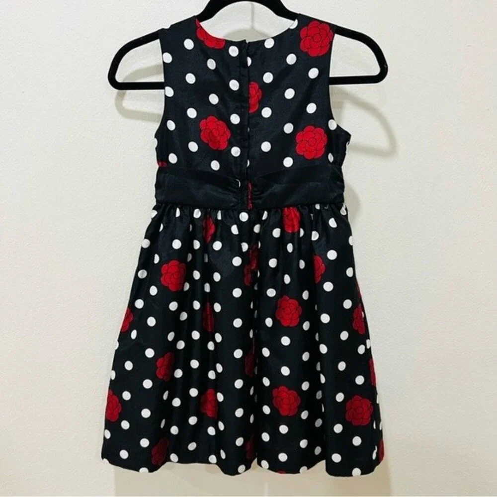 Crazy 8 Floral Black & White Polka Dot Sleeveless Dress in Girl's Size 8